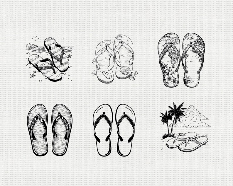 Flip Flops and Sand SVG Bundle, Summer Beach Silhouette PNG, Footprints ...