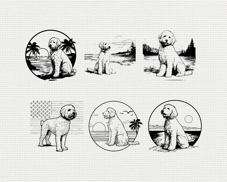 Pyredoodle Dog Silhouette SVG Bundle | Pyrenees Poodle Mix SVG PNG - Etsy