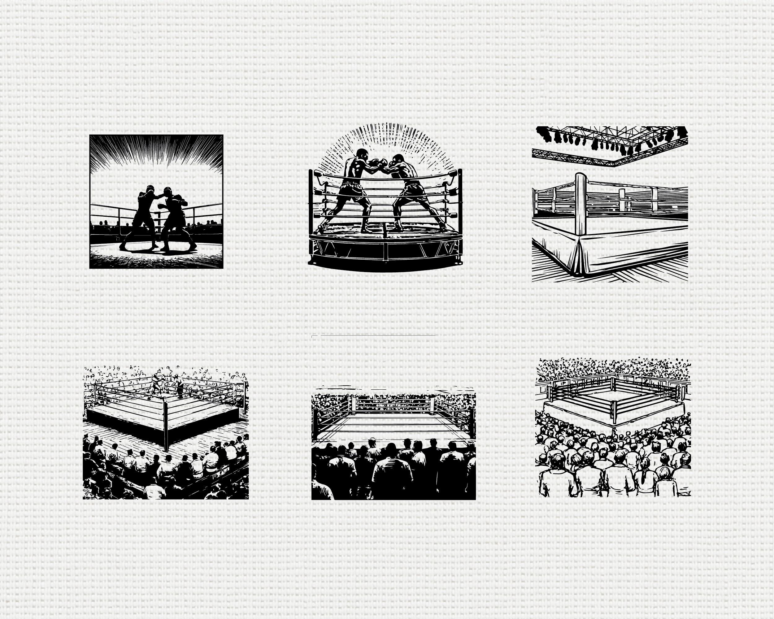 Boxing Ring SVG PNG Bundle, Fight Arena Silhouette Clipart, Sports Gym ...