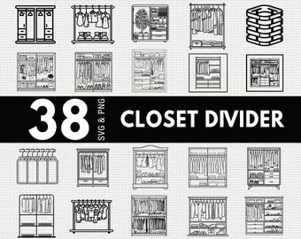 Closet Divider SVG PNG Bundle, Nursery Organizer Silhouette Clipart, Label Cricut Cut Files Vector