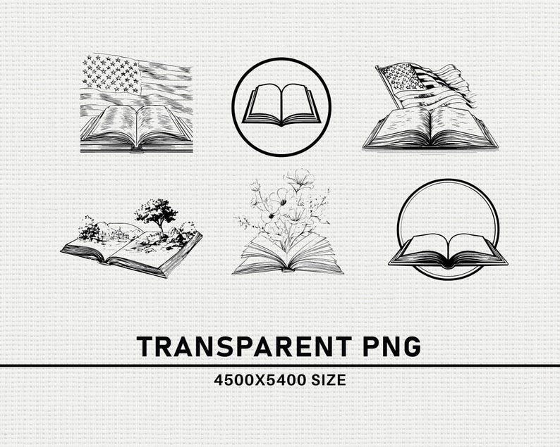 Open Book SVG PNG Bundle, Reading Silhouette Clipart, Education Library ...