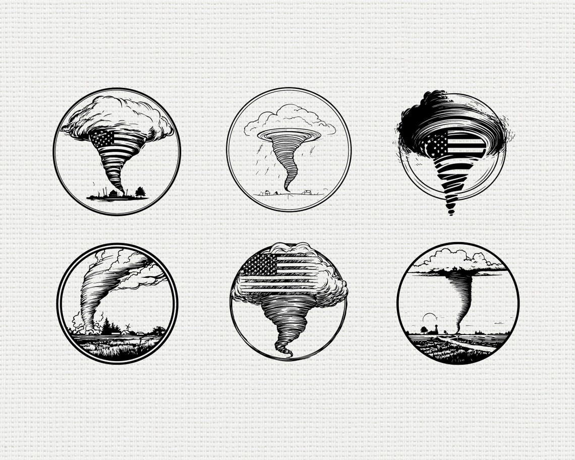 Tornado SVG PNG Bundle, Storm Hurricane Cyclone Silhouette Clipart ...
