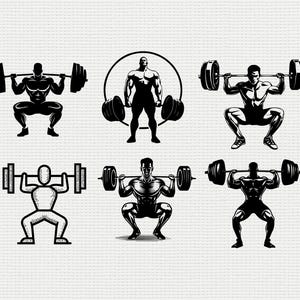 Powerlifting SVG PNG Bundle, Gym Athlete Silhouette Clipart ...