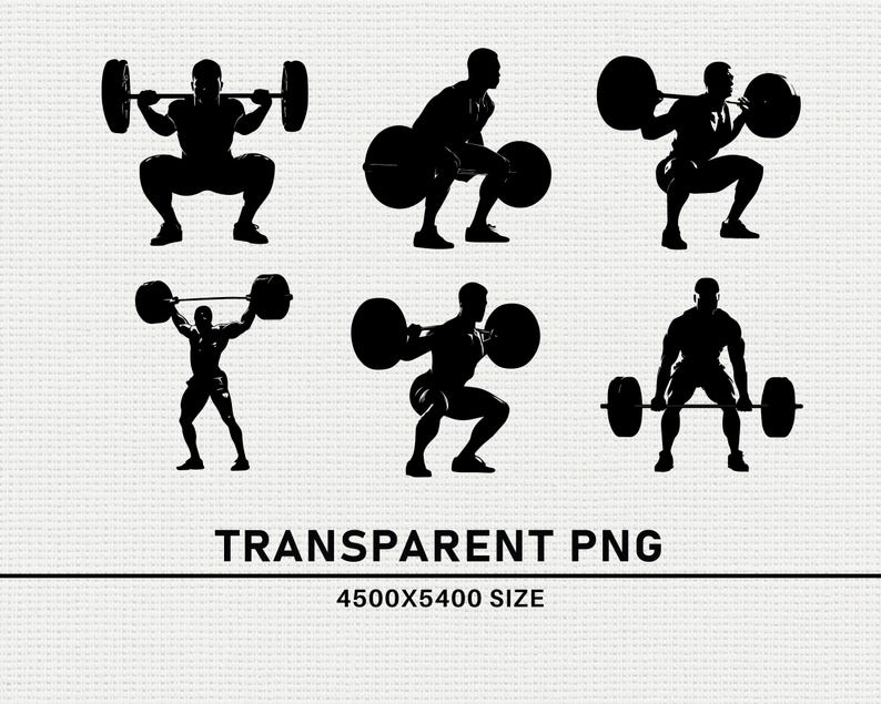 Powerlifting SVG PNG Bundle, Gym Athlete Silhouette Clipart ...