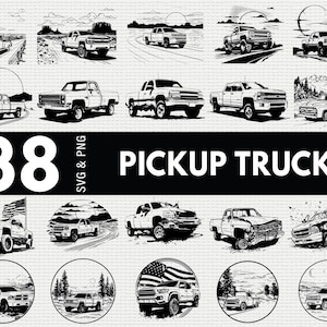 Pickup Truck Svg Png Bundle, Pickup Truck Silhouette, Pickup Truck Clipart, Pickup Truck Vector, Pickup Truck Outline, Cut Files for Cricut