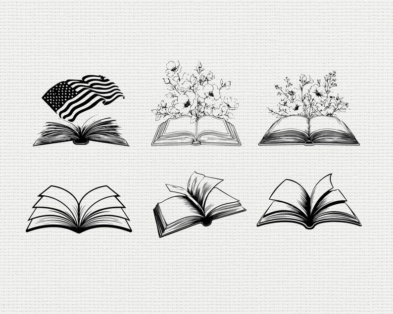 Open Book SVG PNG Bundle, Reading Silhouette Clipart, Education Library ...