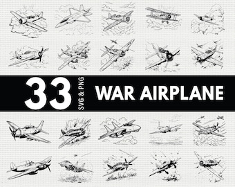 War Airplane SVG PNG Bundle, Military Jet Silhouette Clipart, Aviation Cricut Cut Files Vector