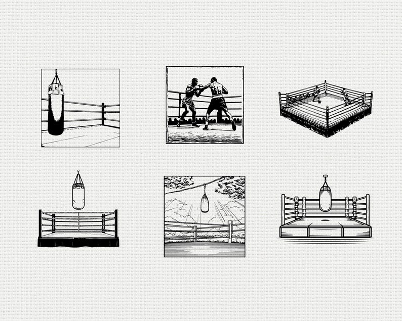 Boxing Ring SVG PNG Bundle, Fight Arena Silhouette Clipart, Sports Gym ...