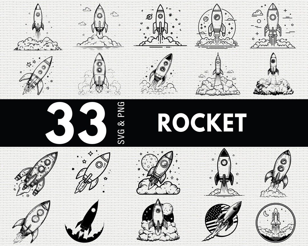 Rocket SVG PNG Bundle, Space Silhouette Clipart, Astronaut Science ...