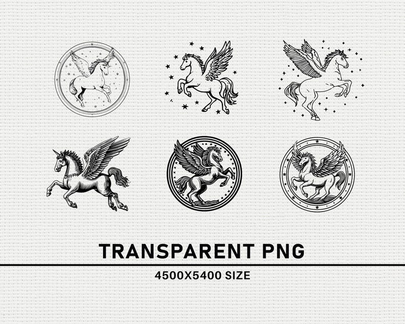 Pegasus SVG PNG Bundle, Flying Horse Silhouette Clipart, Mythical ...