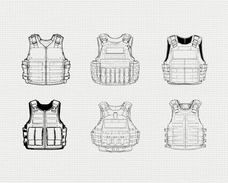 Bulletproof Vest SVG Bundle, Tactical Armor Silhouette PNG, Law ...