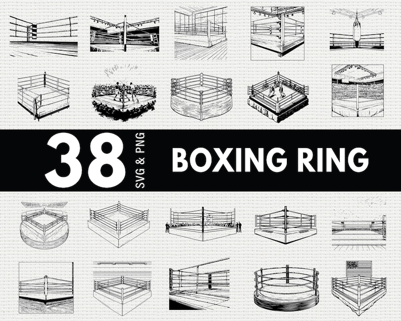 Boxing Ring SVG PNG Bundle, Fight Arena Silhouette Clipart, Sports Gym ...