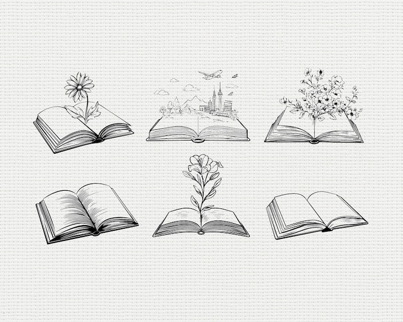 Open Book SVG PNG Bundle, Reading Silhouette Clipart, Education Library ...