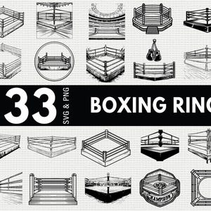 Boxningsring SVG-paket, Fight Night-silhuett PNG, boxare Clipart, MMA-oktagonvektor, strid