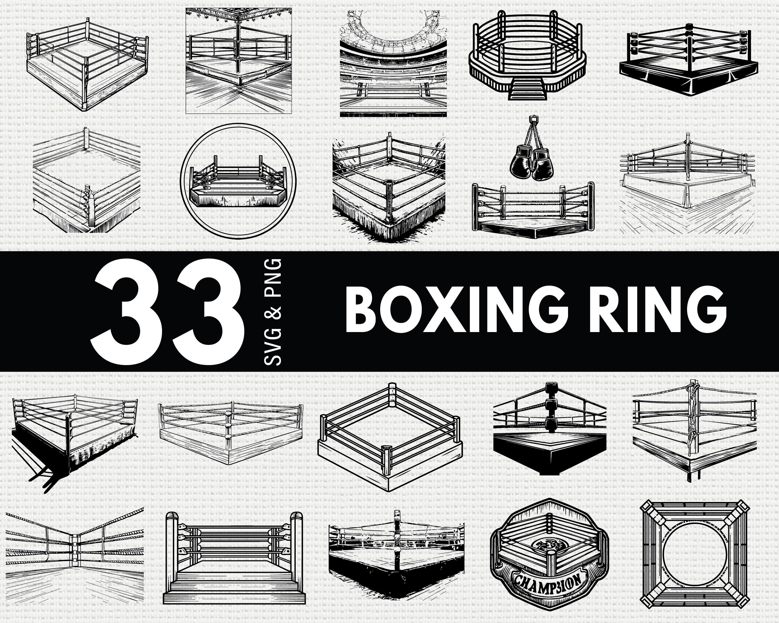 Boxing Ring SVG Bundle, Fight Night Silhouette PNG, Boxer Clipart, MMA ...