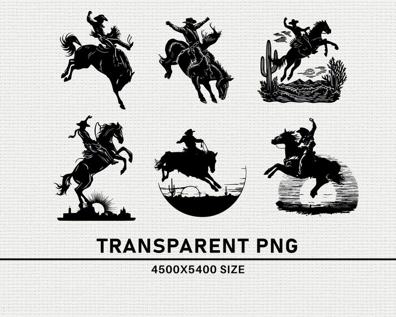 Frame Outline Rodeo Rodeo SVG PNG Bundle, Cowboy Western Silhouette Clipart, Bull Riding ...