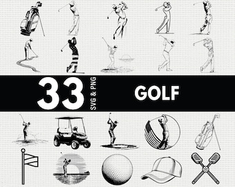 Golf SVG PNG Bundle, Sport Silhouette Clipart, Golfer Swing Cricut Files, Outdoor Game Vector