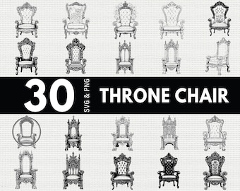 Throne Chair SVG PNG Bundle, Royal Silhouette Clipart, Gothic Wedding Cricut Cut Files, Fantasy