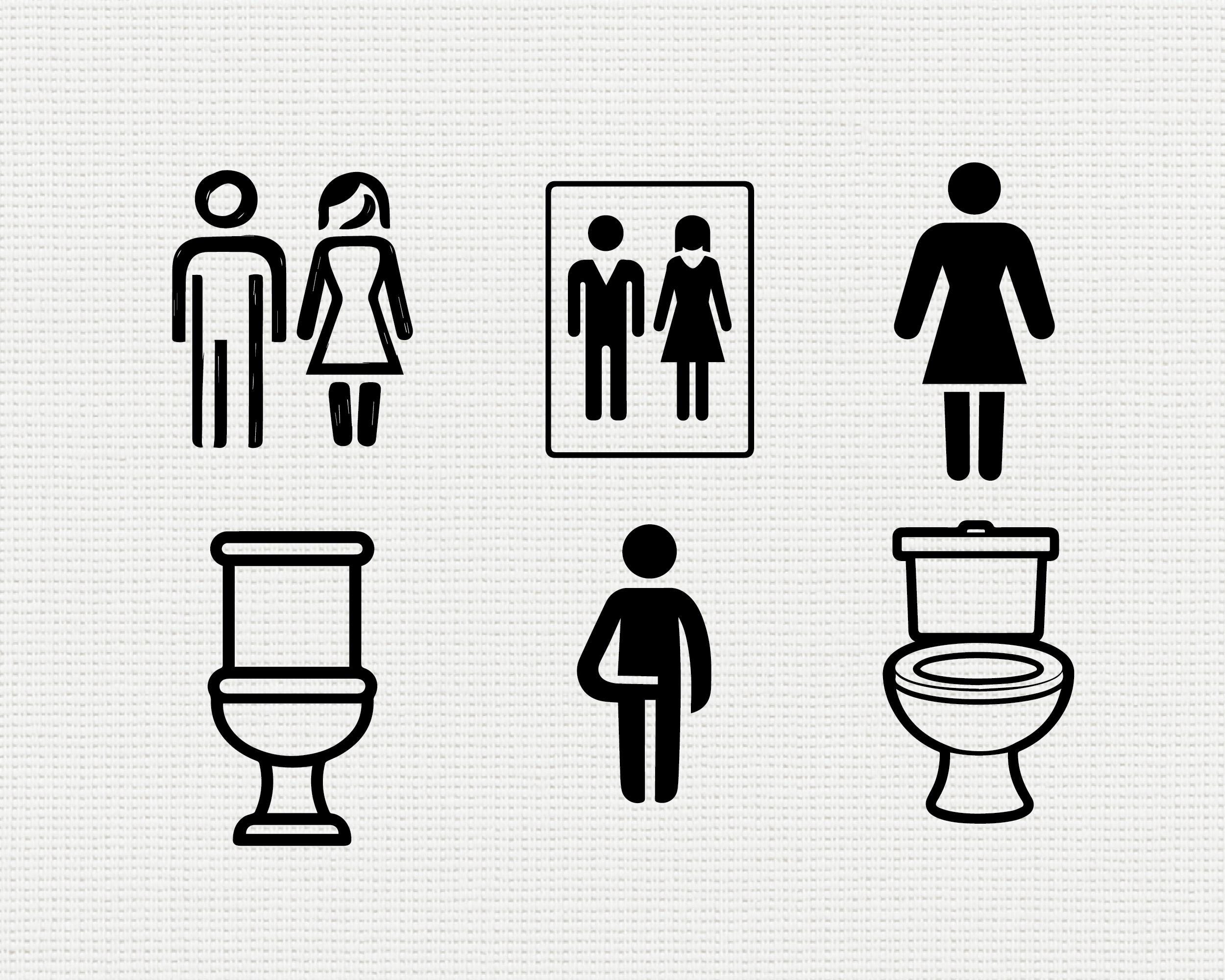 Restroom SVG PNG Bundle, Bathroom Sign Silhouette Clipart, Funny Quote ...