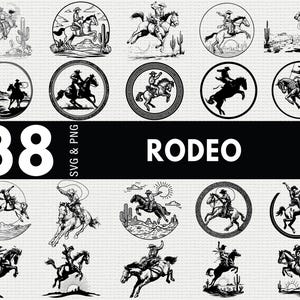 Rodeo Svg Png Bundle, Rodeo Silhouette, Rodeo Clipart Png, Rodeo Vector, Rodeo Outline, Rodeo Decal, American Rodeo Svg, Cut File for Cricut