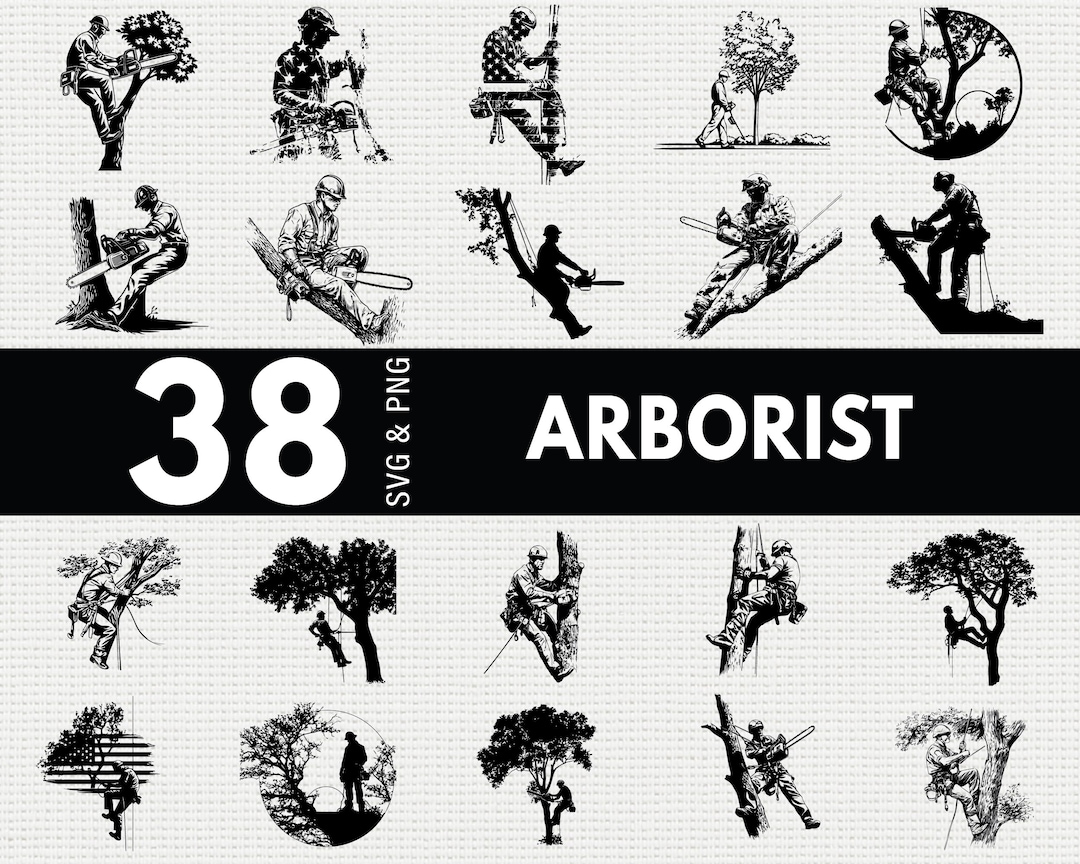 Arborist SVG PNG Bundle, Tree Worker Silhouette Clipart, Lumber ...