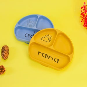 Custom Engraved Baby Weaning Set, Silicone Feeding Tray for Toddlers, Personalized Baby Gift, Unique Baby Essentials for Baby Shower