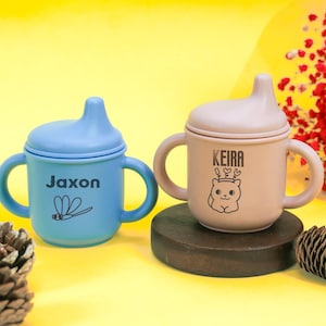 Personalized Engraved Silicone Baby Cup, Custom Name Pacifier Cup, Toddler Training Tumbler, Spill-Proof Silicone Cup, Baby Gift Idea