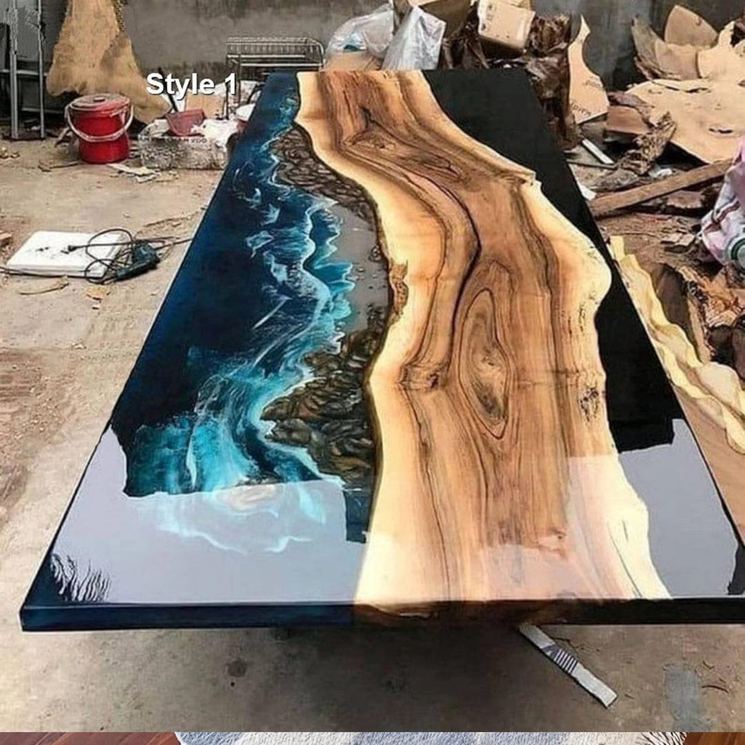 Ocean Wave Epoxy Resin Sofa Center Dining Table Kitchen Slab Countertop ...