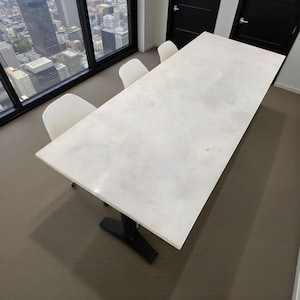 Handmade White Quartz Dining Table Top Luxury Agate Console & Coffee Table for Living Room, Restaurant, and Office Furniture Décor