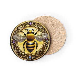 Bee Art Coasters, Eco-Friendly Drink Coasters, Bee Lover Gift, Home Decor, Nature-Inspired Coasters
