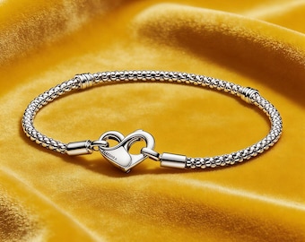 Bracciale Pandora Moments con catena tempestata, bracciale con charm in argento Sterling S925, bracciale elegante, regalo elegante per lei