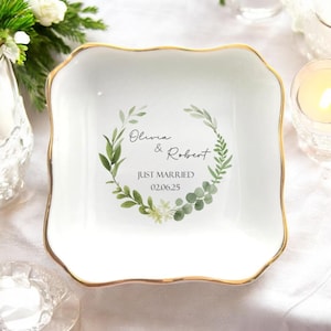 Plato para anillos de compromiso personalizado, regalo de boda personalizado para novios, regalo de boda personalizado, plato para anillos personalizado, regalo de boda para novias