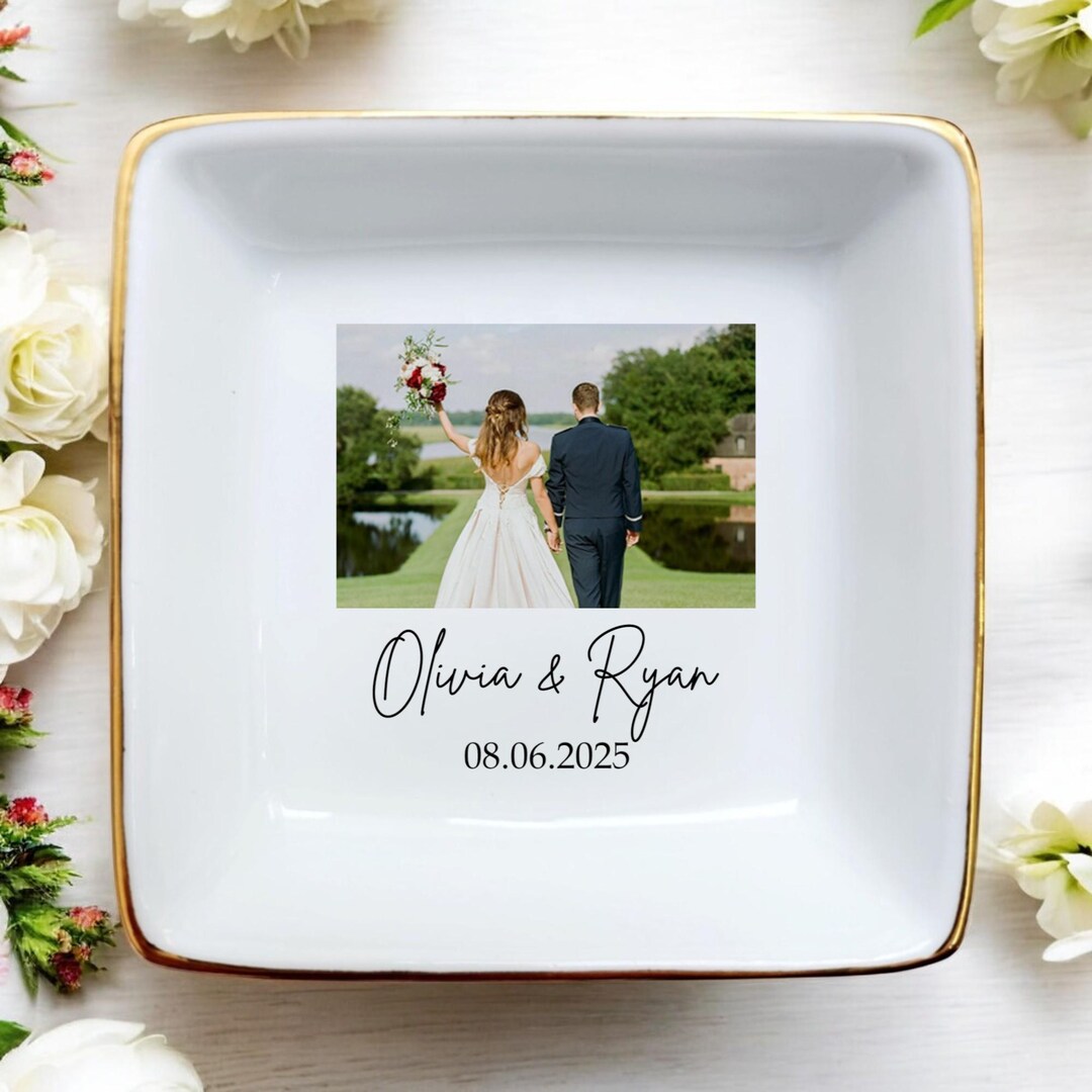 Personalized Ceramic Wedding Ring Dish: Custom Couple Jewelry Dish ...
