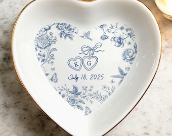 Custom Ceramic Ring Dish: Personalized Engagement Gift, Custom Wedding Trinket Tray