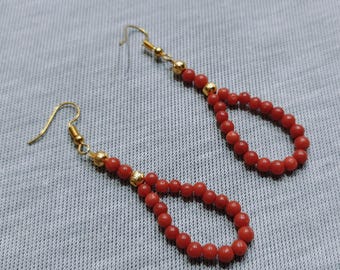Pendientes Colgantes De Nativos Americanos De Coral Navajo $ | Envío Gratis