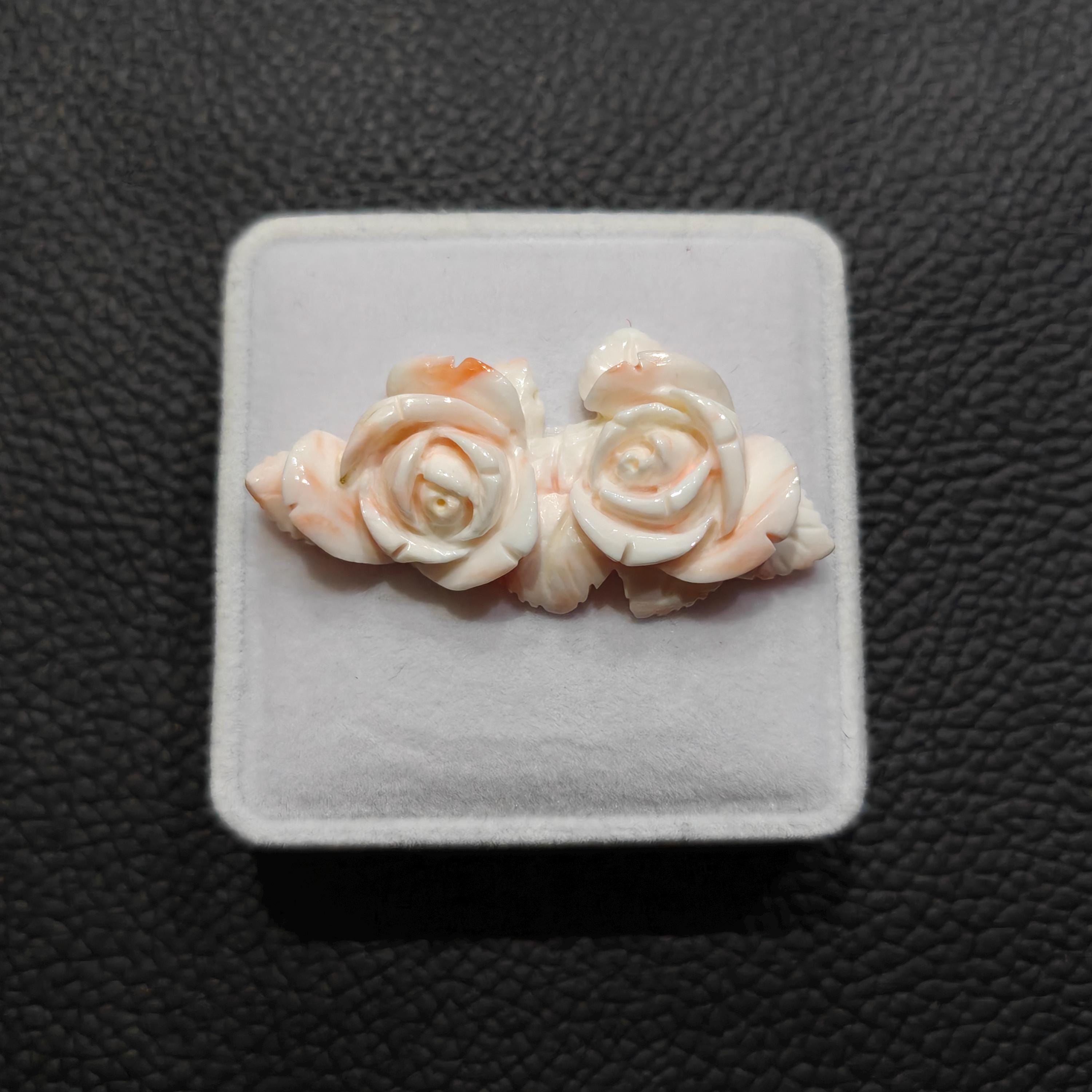 日本の白珊瑚の花彫り：天然宝石ジュエリー - Etsy 日本