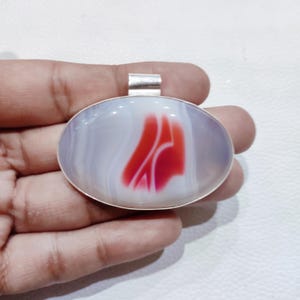 Handmade Botswana Agate Pendant: 925 Sterling Silver Designer Jewelry
