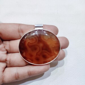 Handmade Botswana Agate Pendant: 925 Sterling Silver Designer Jewelry