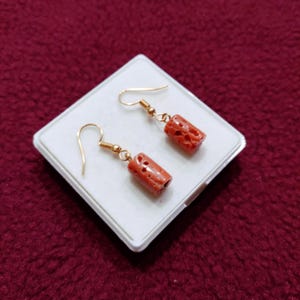 Handmade Italian Coral Earrings: Vintage Orange Brass Beads