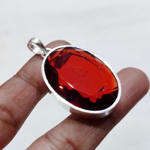 Red Garnet Gemstone Heart Pendant 925 Sterling Silver Pendant Garnet Heart Gemstone Handmade Designer Pendant Gift For Love