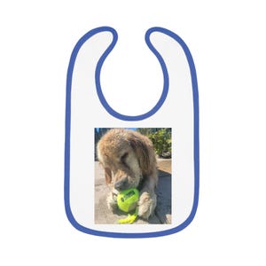 Adorable Baby Contrast Trim Jersey Bib | Cute Baby Bib, Dog Picture Bib, Gift for New Parents, Toddler Feeding Bib, Funny Baby Accessory