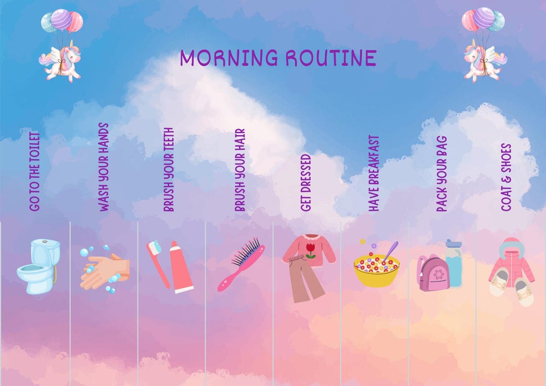 Girls Morning Routine Chart - Unicorn - Etsy