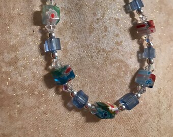 Millefiori, Swarovski Crystal, SS, and Glass Bracelet