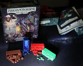Arkham Horror LKG Token Set. Gesundheit, geistige Gesundheit, Hinweise, Ressourcen und Untergang nach Maß