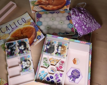 Calico Brettspiel-Organizer-Einsatz | 3D Gedruckt Aufbewahrungsbox für Tokens Tiles und Karten