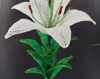 Beaded Lily Flower: French Beaded Artificial Floral Decor