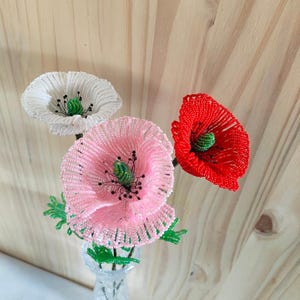 Poppy flower french beaded flowers artificial flowers