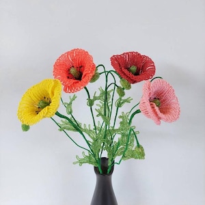 Poppy flower french beaded flowers artificial flowers