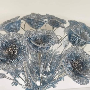 Artificial poppies french beaded flowers poppy artificial