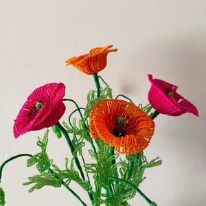 Artificial poppies french beaded flowers poppy artificial